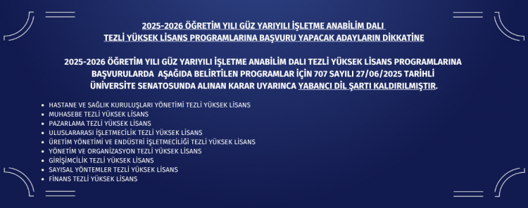 2025_2026 Güz İşletme ABD Yabancı Dil Duyuru